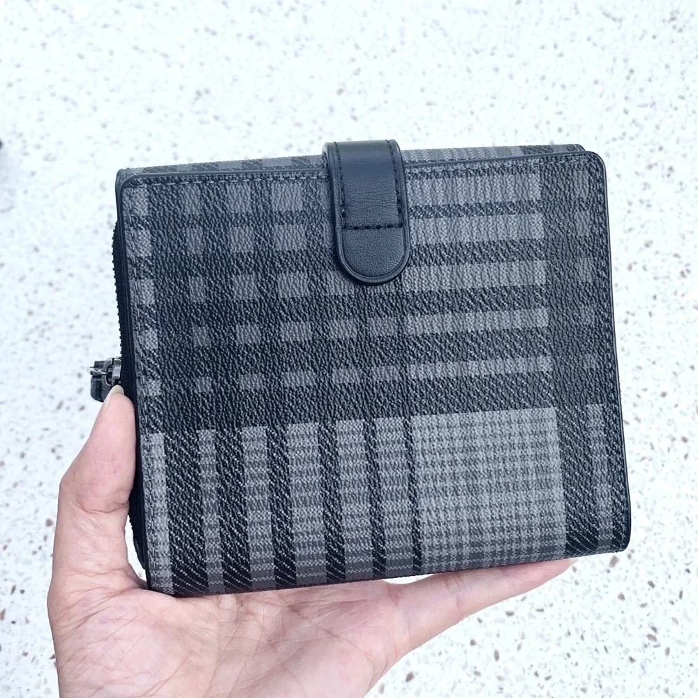 NWT Authentic Coach Men’s Check Tri-fold Wallet